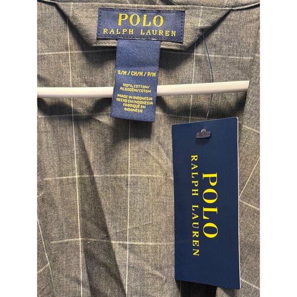 Polo Ralph Lauren Mens Grey Plaid Cotton Robe Size S/M - Picture 2 of 9
